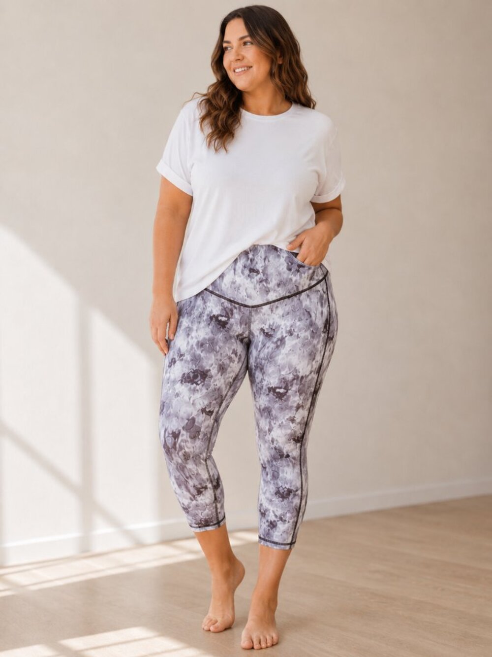 Gymshark Tie-Dye Leggings in Brown and Cream